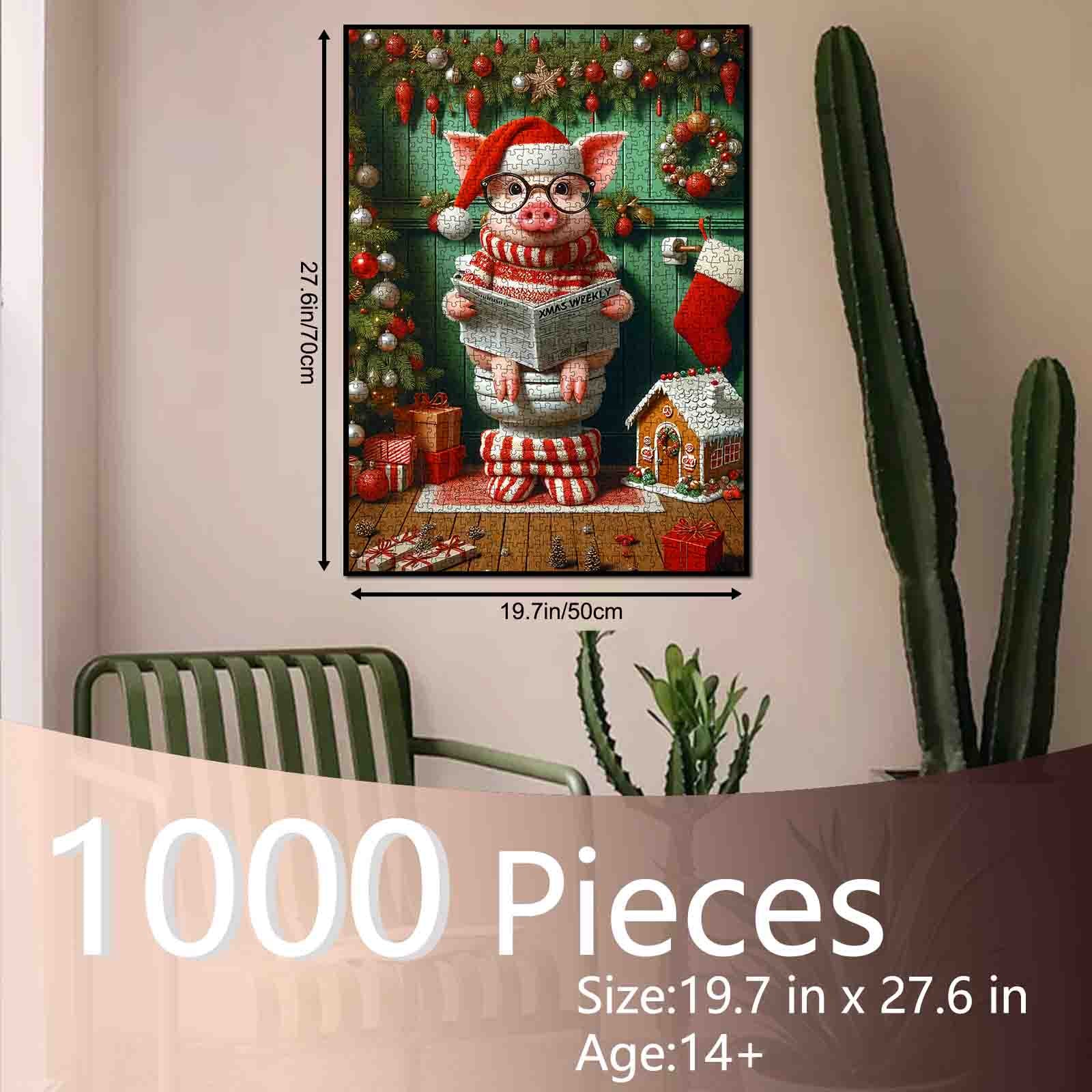 tucocoo-jigsaw-christmas-reading-piggy-puzzle-1000-teile-schwein image 5