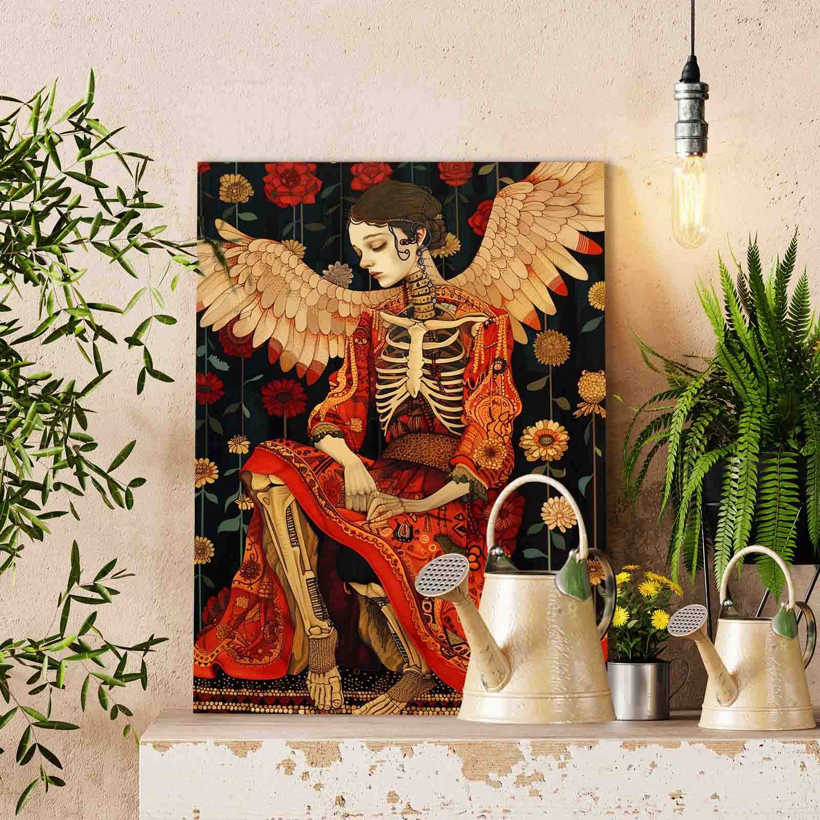 tucocoo-paint-by-numbers-skeleton-angel-in-red-robe-malen-nach-zahlen-40x50 image 2