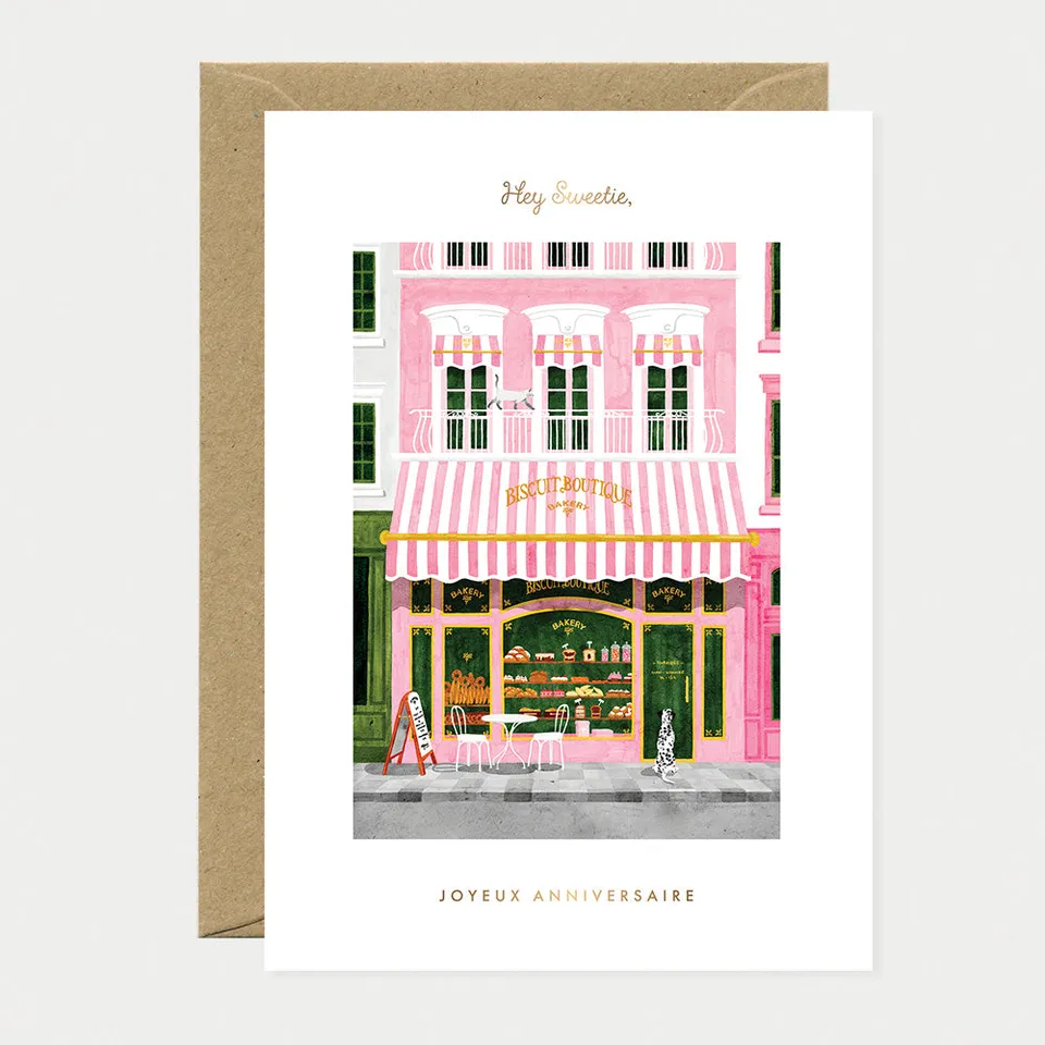 all-the-ways-to-say-birthday-bakery-gru-karte-a6-goldfolie image 1