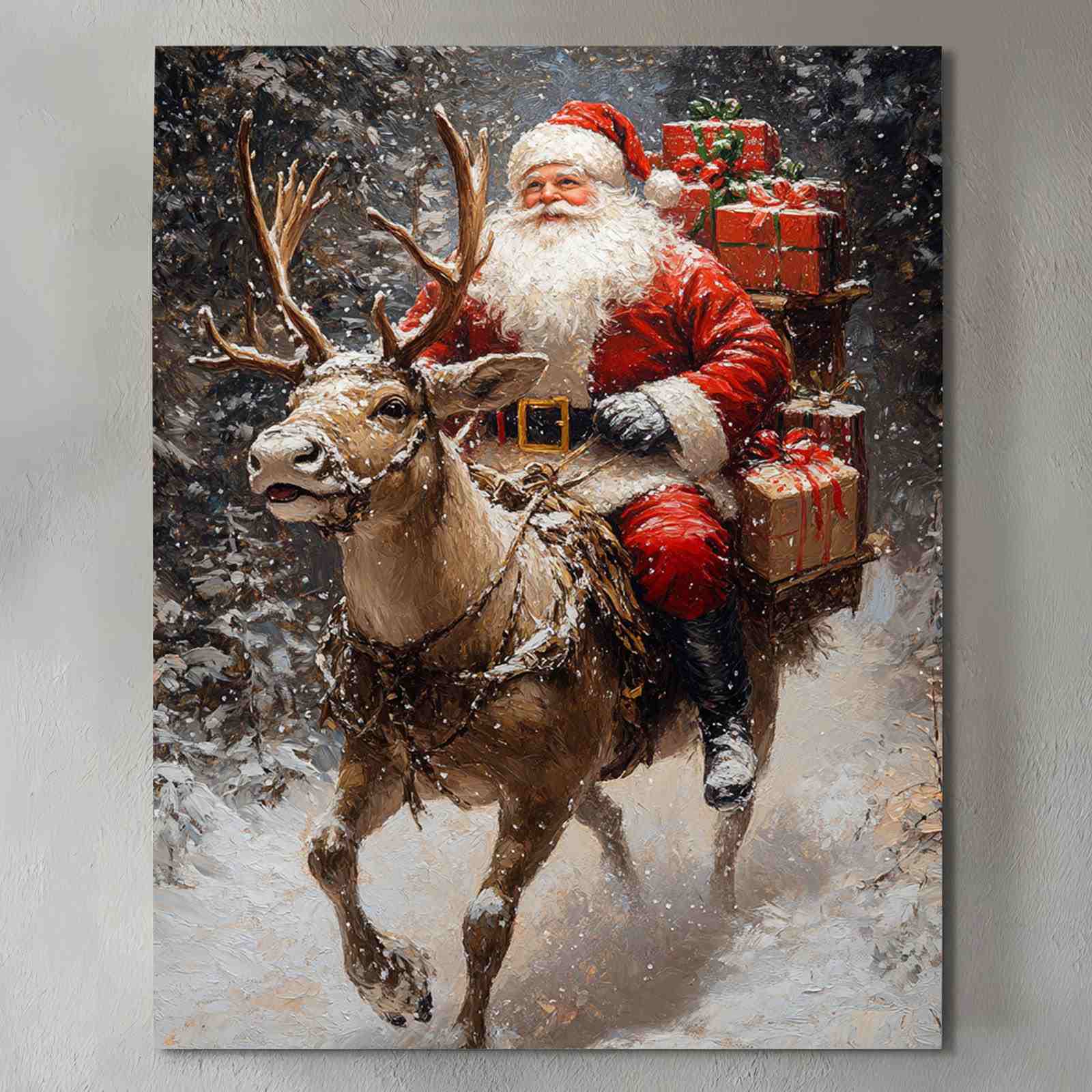 tucocoo-santa-on-reindeer-ride-leinwandbild-30x40-gerahmt image 2