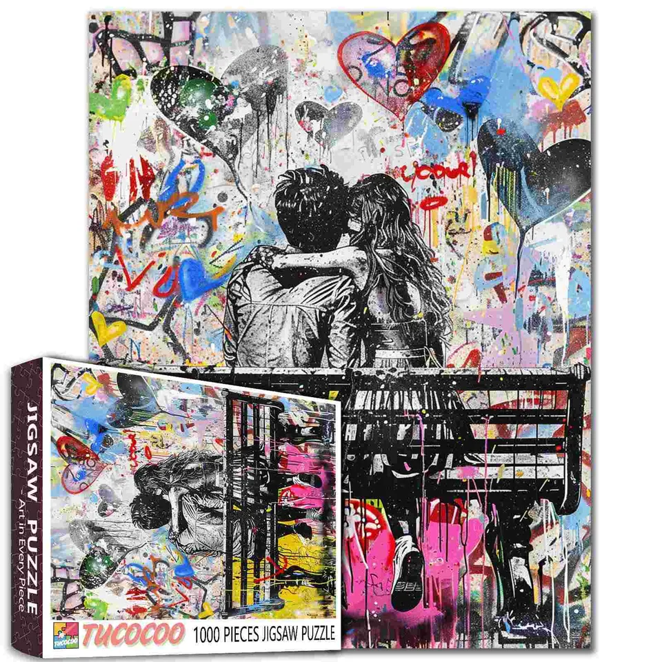 tucocoo-love-on-bench-jigsaw-puzzle-1000-teile-graffiti image 1