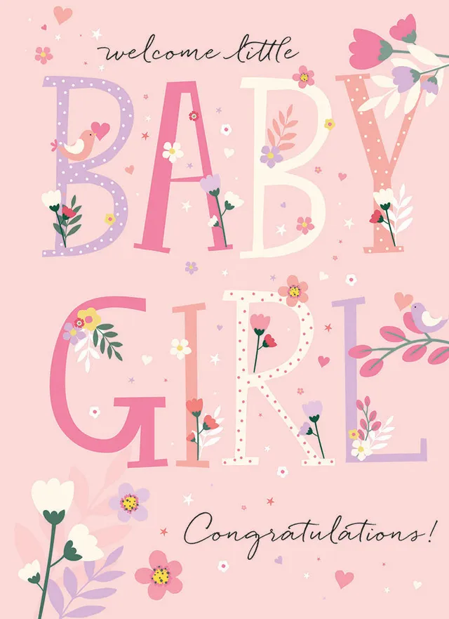 otter-house-new-baby-girl-gl-ckwunschkarte-geburt-blumen image 1