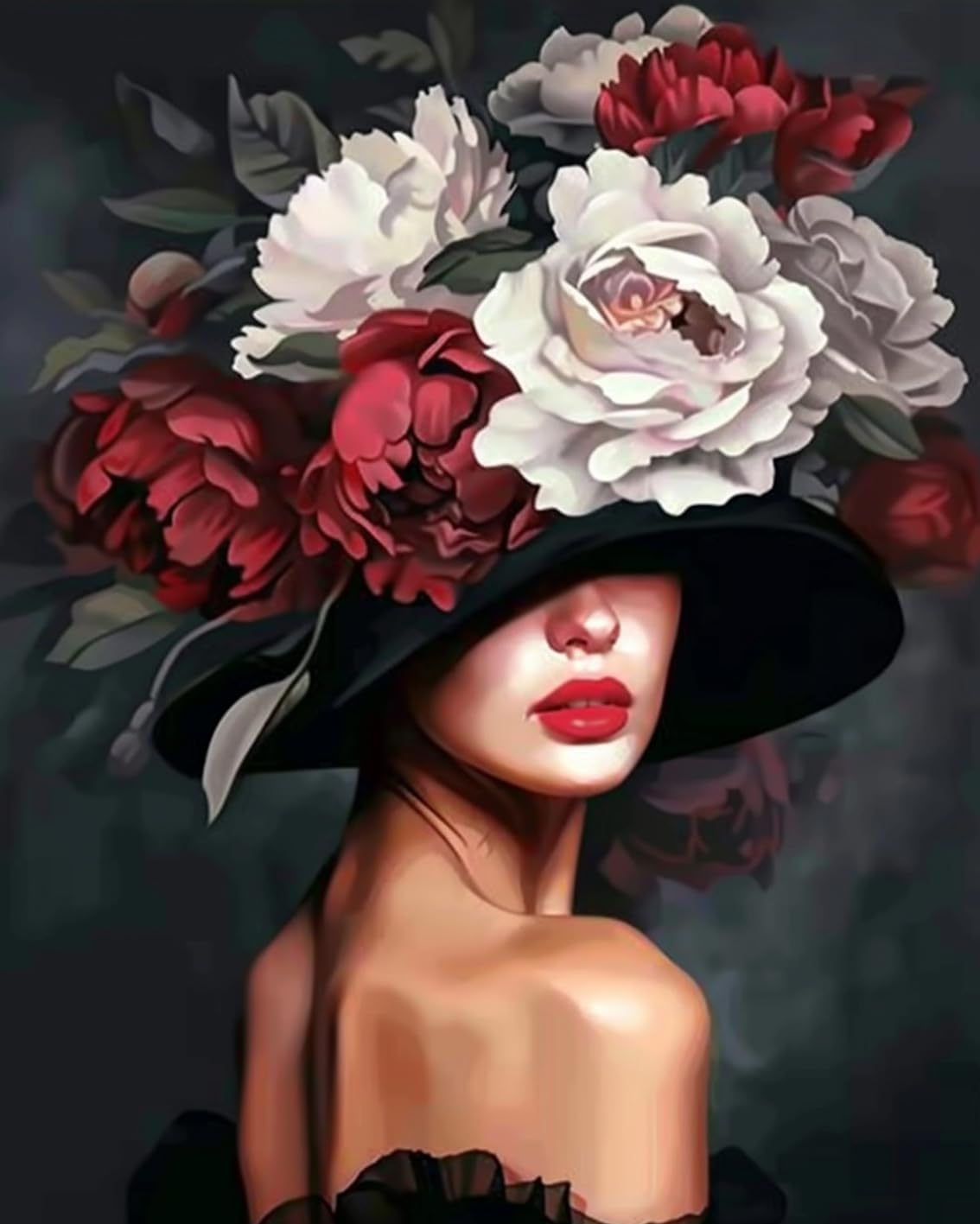 tucocoo-beautiful-woman-with-flower-hat-malen-nach-zahlen-16x20-frau image 2