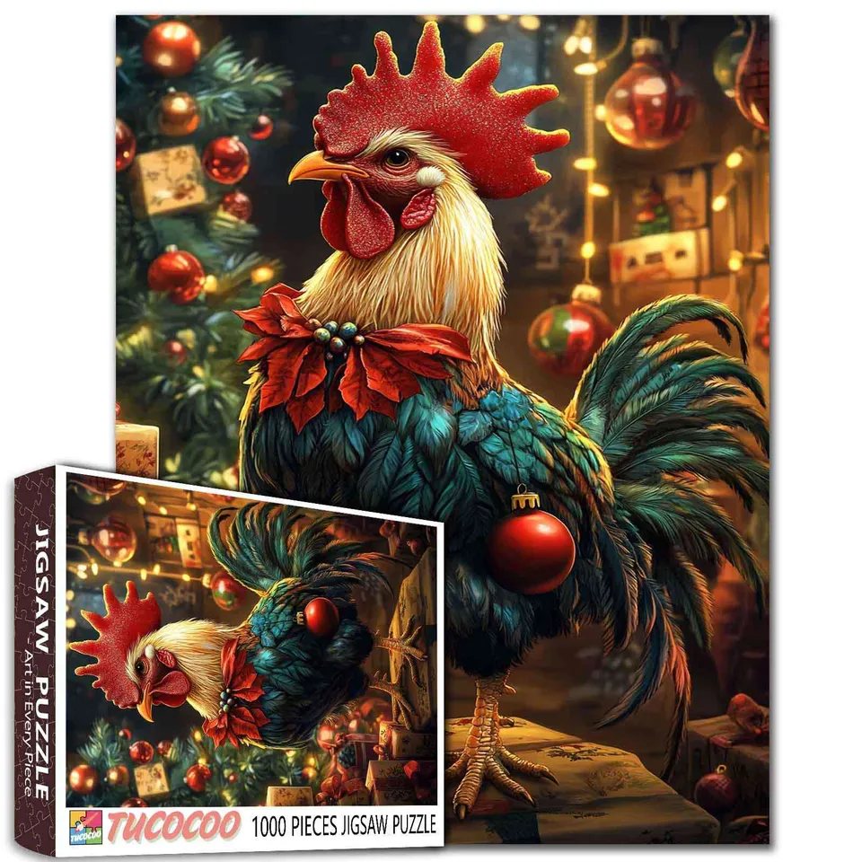 tucocoo-christmas-rooster-puzzle-1000-teile-weihnachten image 1