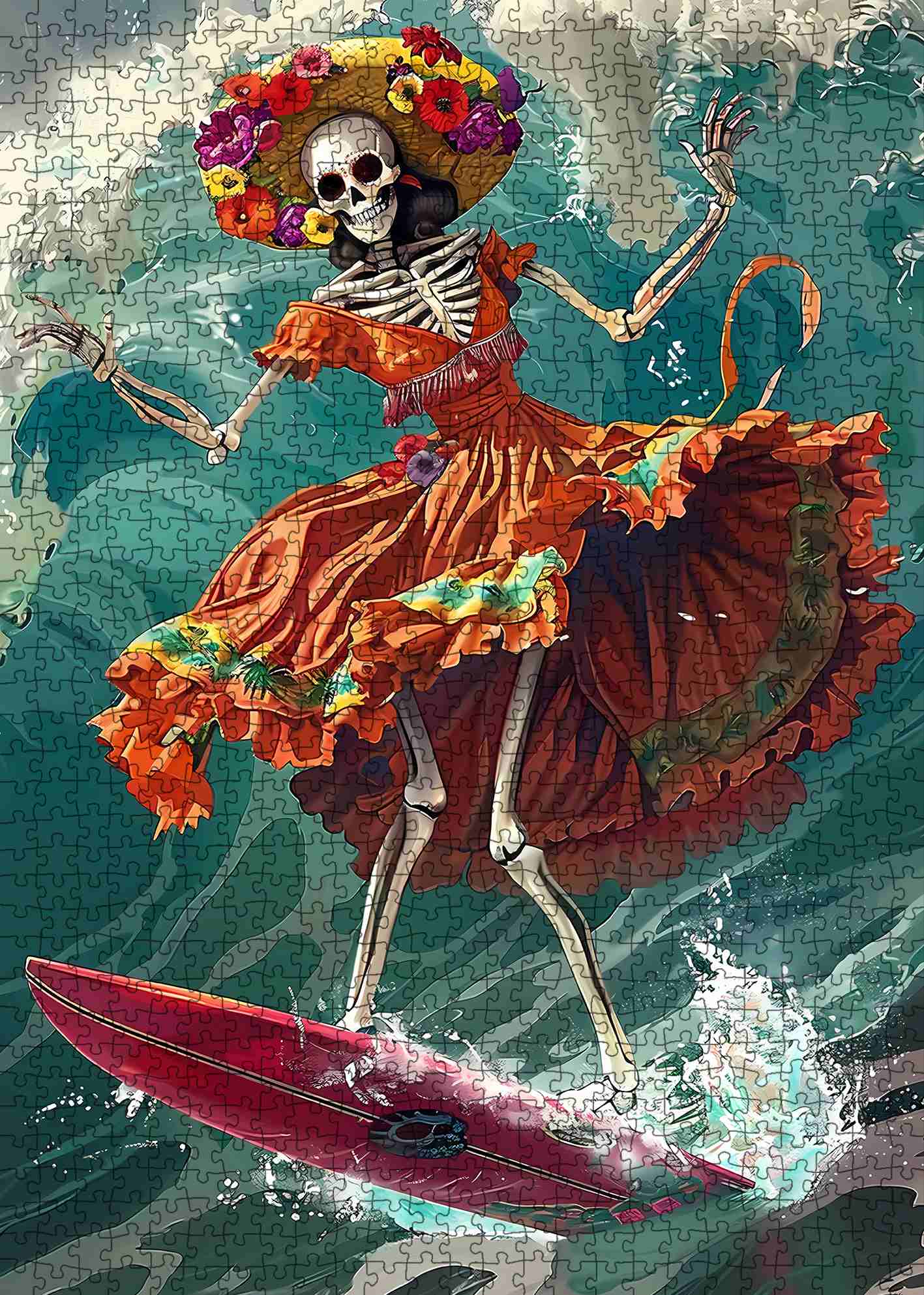 tucocoo-surfing-fiesta-skeleton-puzzle-1000-teile-skelett image 2
