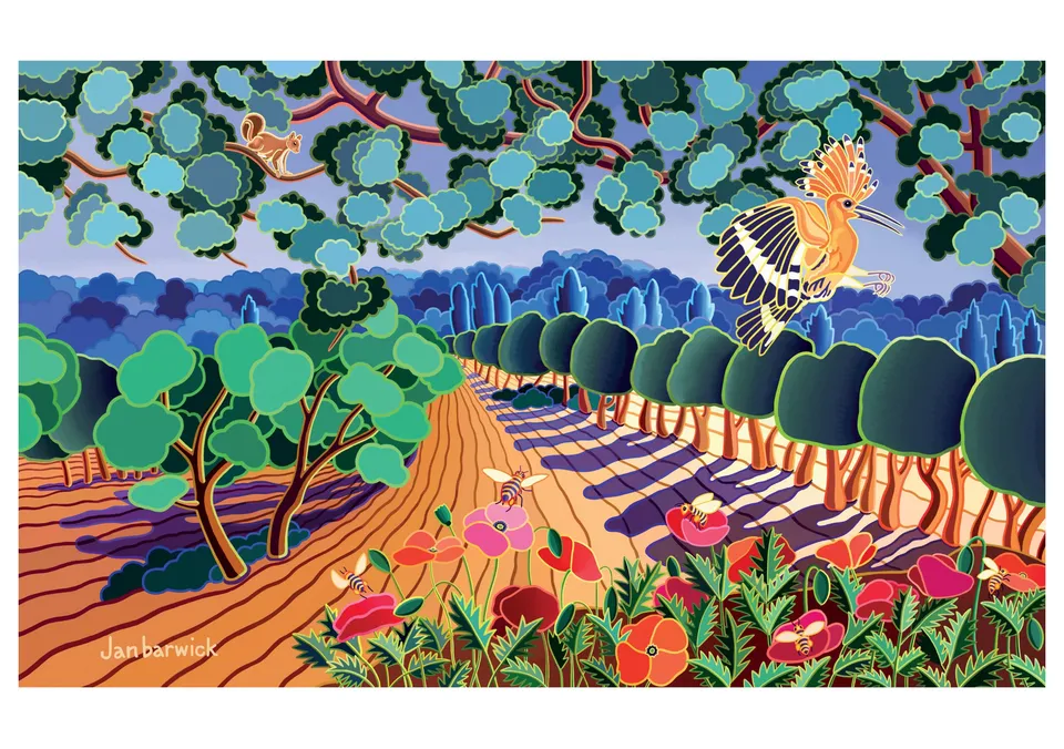 pomegranate-jan-barwick-la-huppe-klappkarte-blanko-vogel image 1