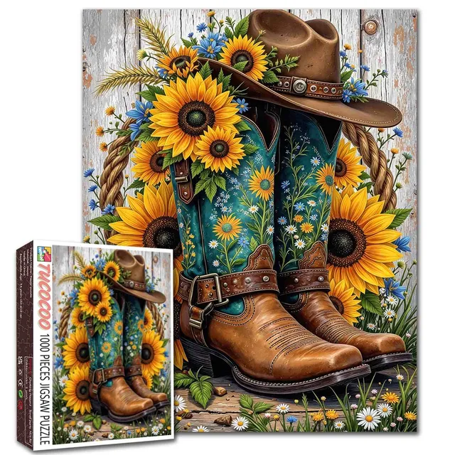 tucocoo-sunflower-cowgirl-boots-puzzle-1000-teile-blumen image 1