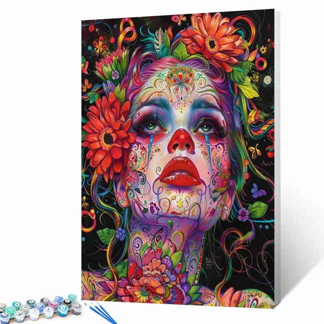 tucocoo-paint-by-numbers-floral-fantasy-woman-malset-40x50 image 1
