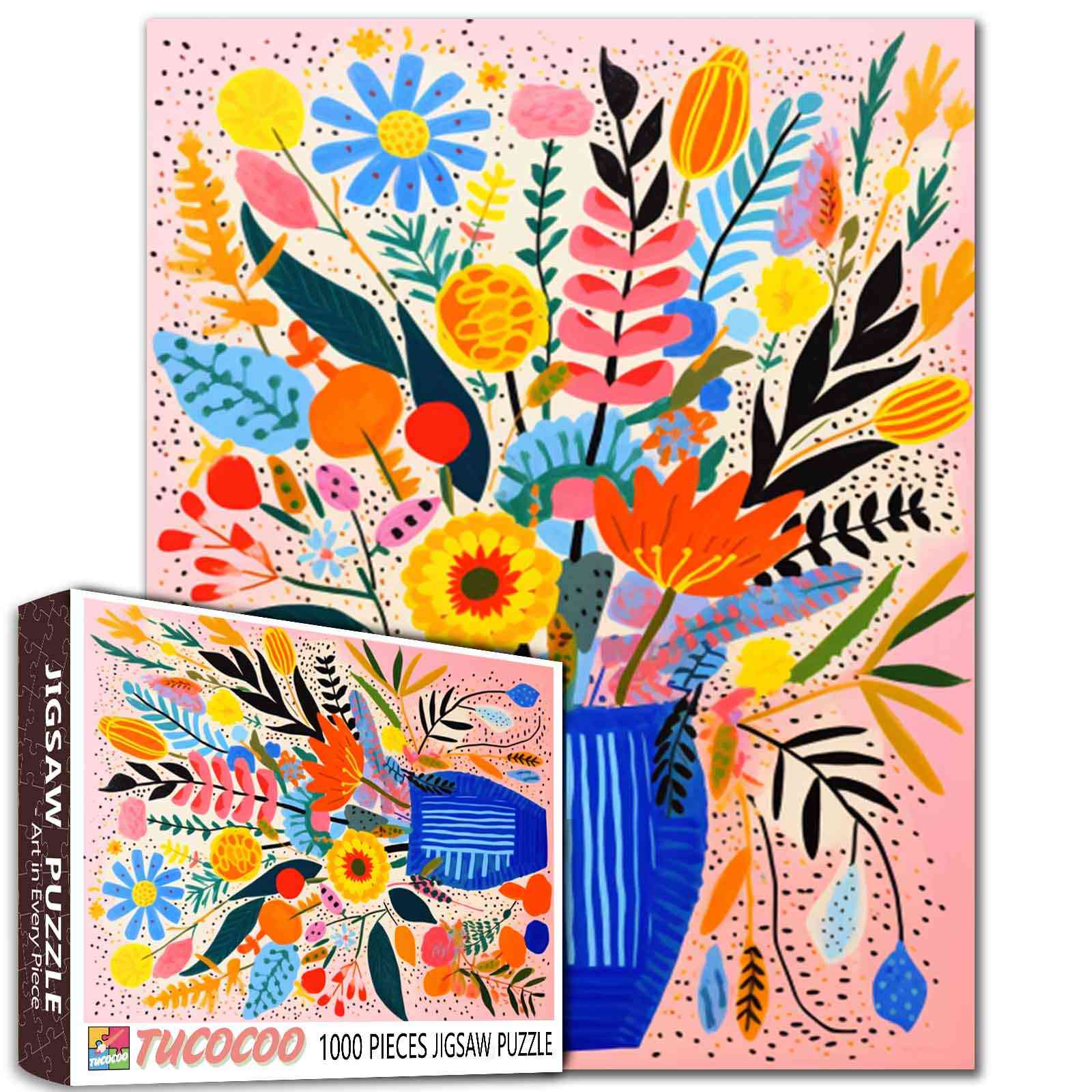 tucocoo-bright-blooms-in-blue-vase-puzzle-1000-teile-blumen image 1