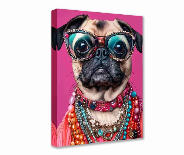 tucocoo-glamour-mops-leinwandbild-30x40cm-gerahmt-pink image 1