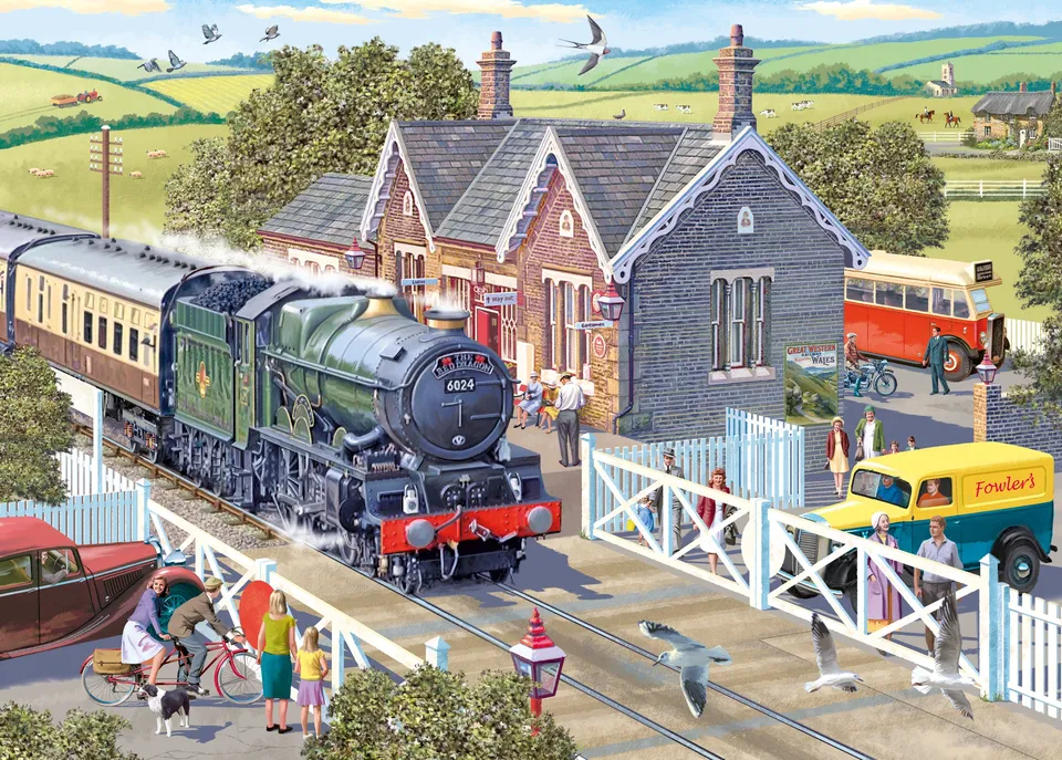 otter-house-village-station-puzzle-1000-teile-bahnhof image 1
