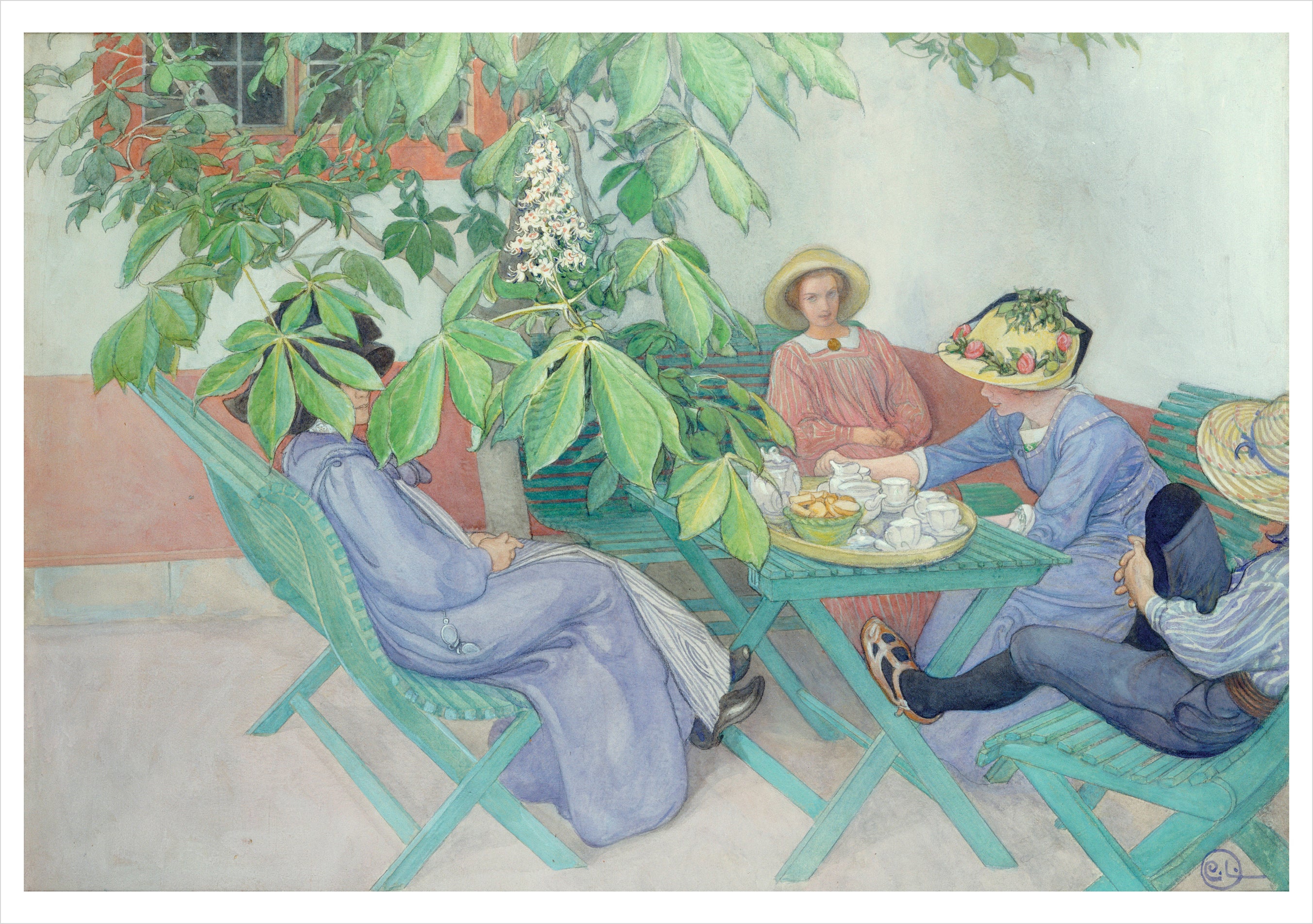 pomegranate-under-the-chestnut-tree-klappkarte-blanko-carl-larsson image 1