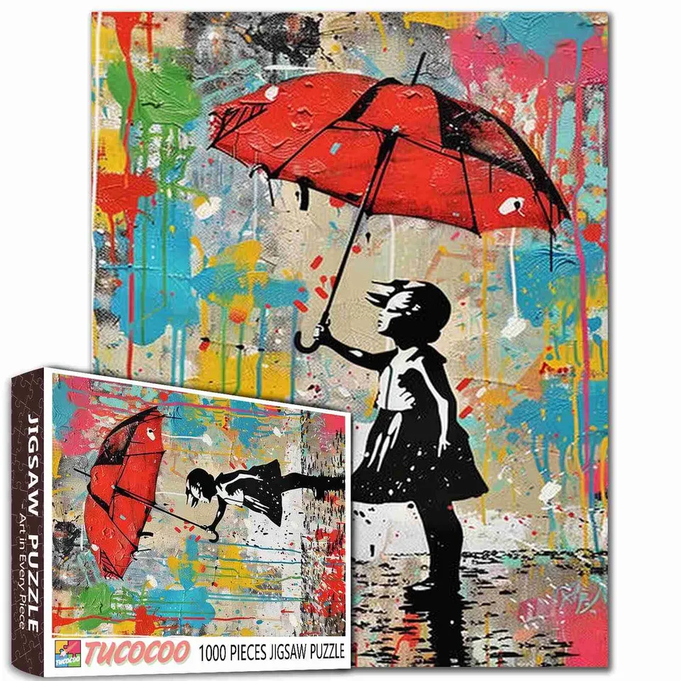 tucocoo-jigsaw-red-umbrella-girl-puzzle-1000-teile-graffiti image 1