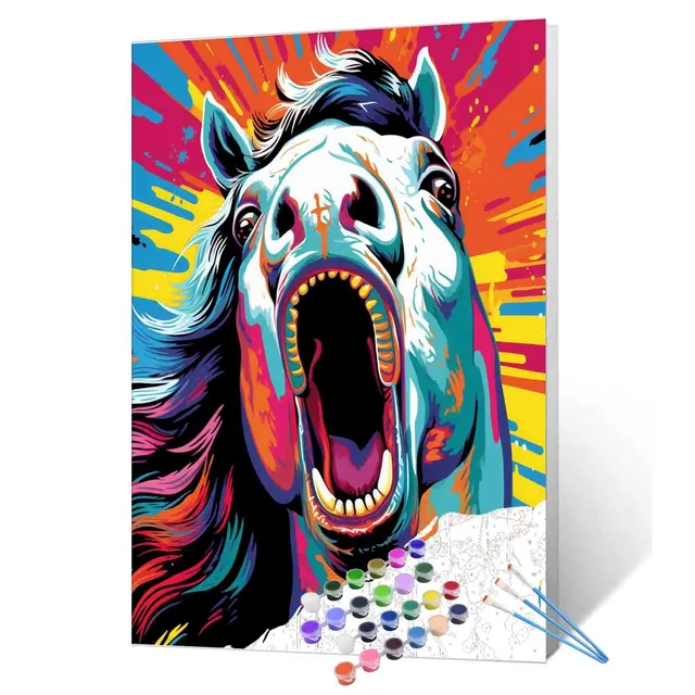 tucocoo-paint-by-numbers-screaming-horse-pop-art-malen-nach-zahlen-40x50-pferd image 1