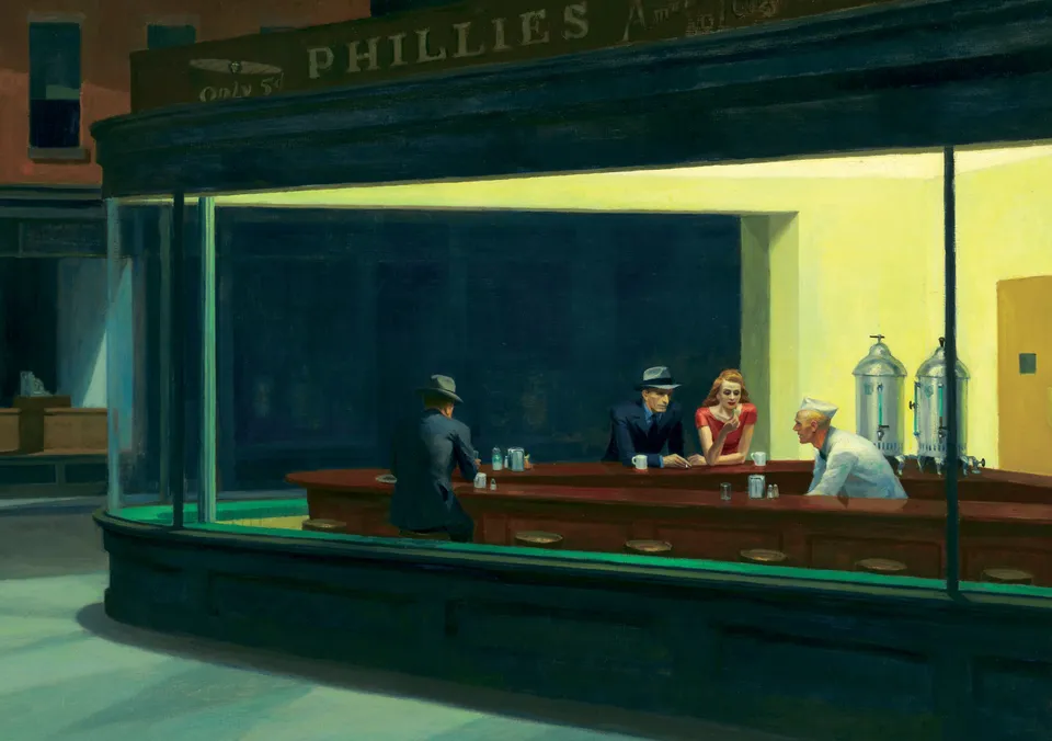 pomegranate-blank-notecards-hopper-klappkarte-nighthawks-einzeln image 1