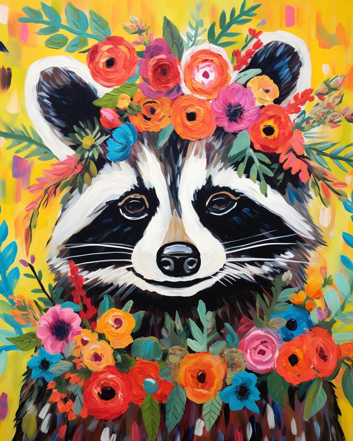 tucocoo-raccoon-with-flowers-malen-nach-zahlen-40x50 image 2