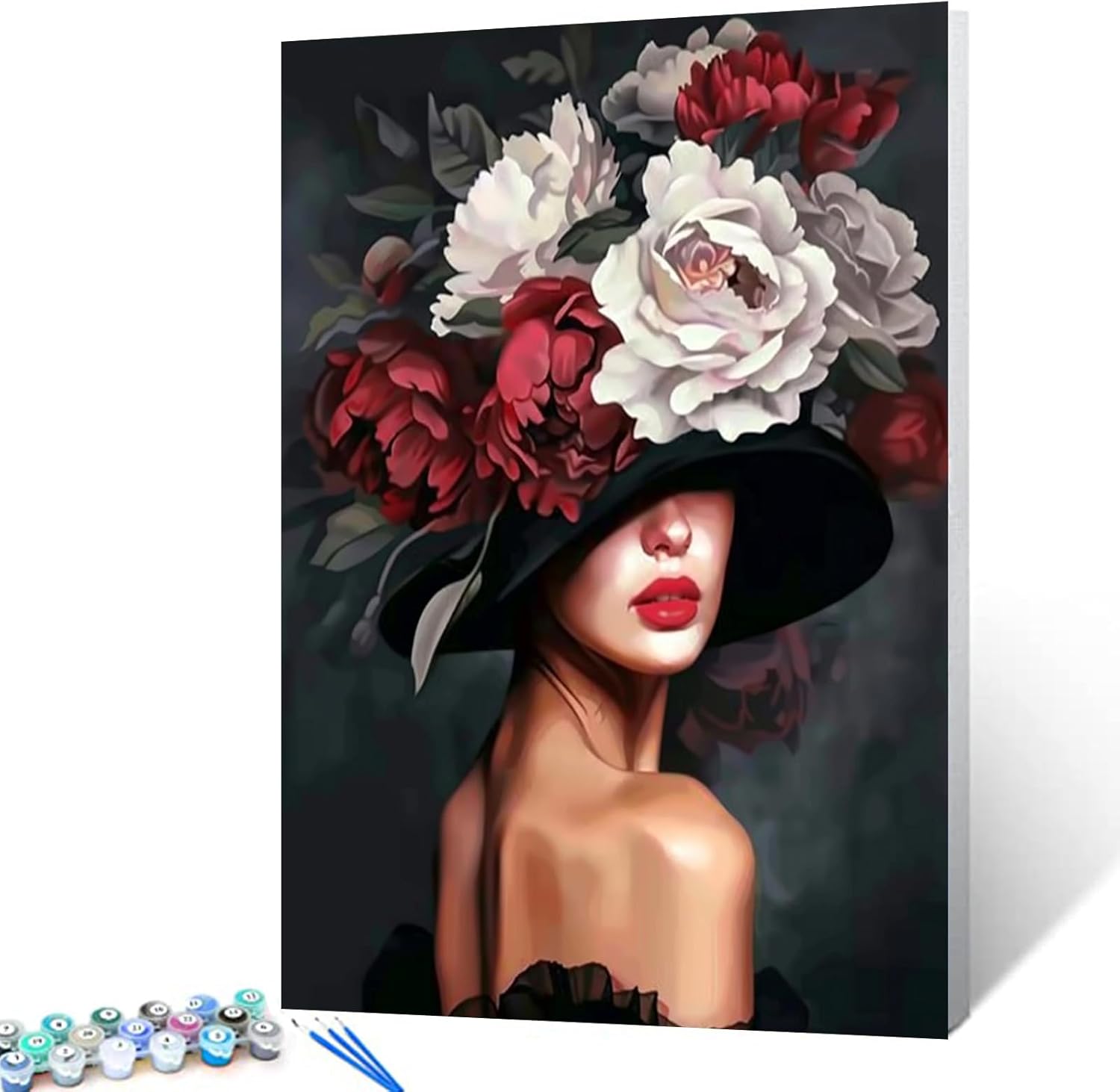 tucocoo-beautiful-woman-with-flower-hat-malen-nach-zahlen-16x20-frau image 1
