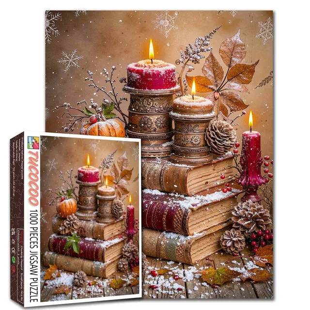 tucocoo-vintage-candlelight-winter-books-puzzle-1000-teile image 1