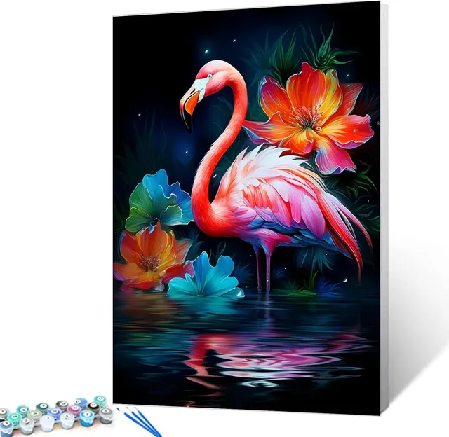 tucocoo-flamingo-on-the-lake-malen-nach-zahlen-16x20-ohne-rahmen image 1