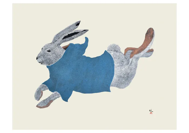 pomegranate-blank-notecards-running-rabbit-klappkarte-einzeln-inuit-kunst image 1