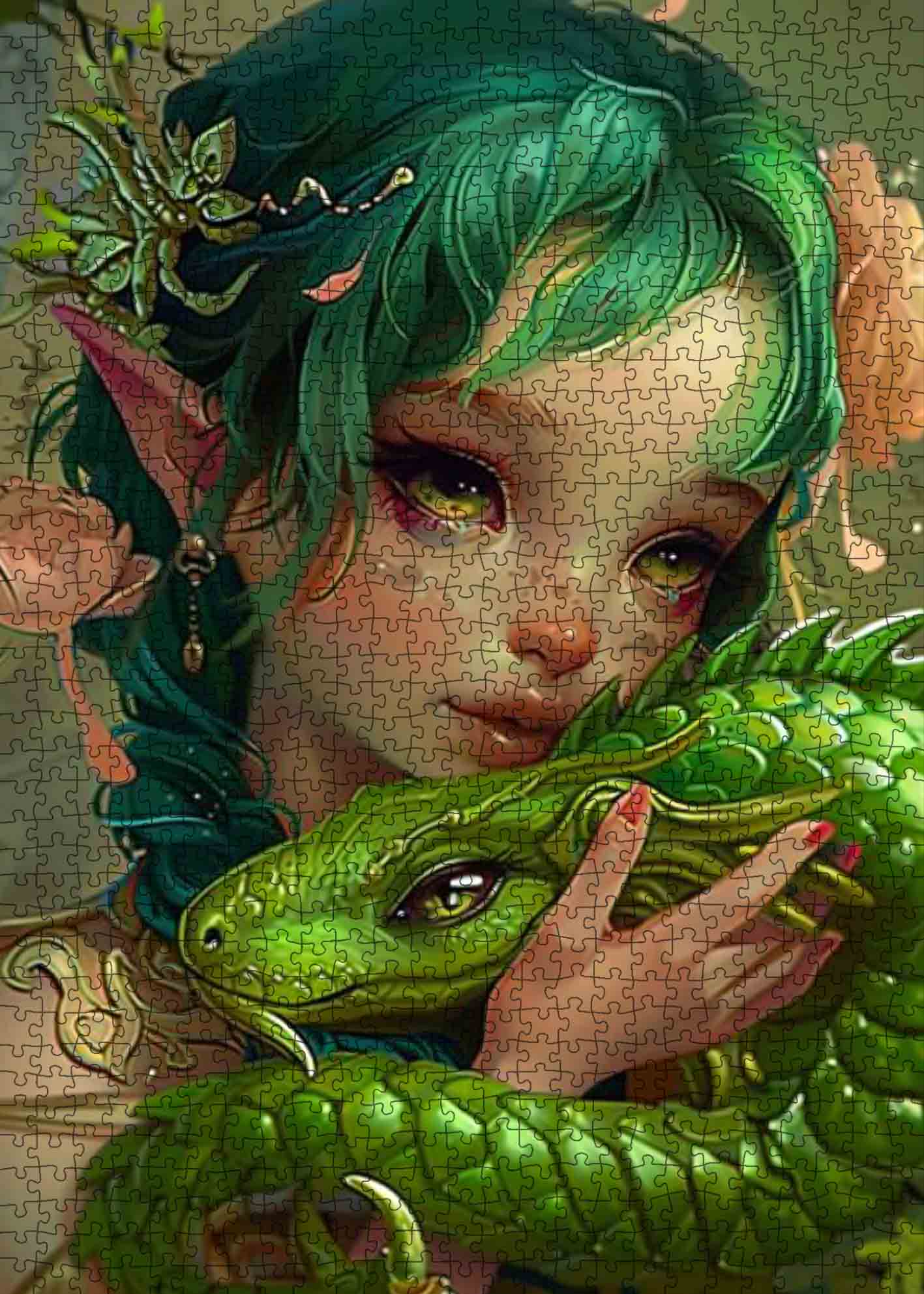 tucocoo-green-haired-girl-with-dragon-puzzle-1000-teile image 2