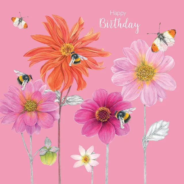 otter-house-vintage-garden-gru-karte-bees-butterflies-flowers image 1