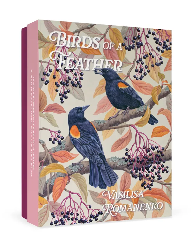 pomegranate-notecards-romanenko-birds-feather-karten-set-v-gel image 1