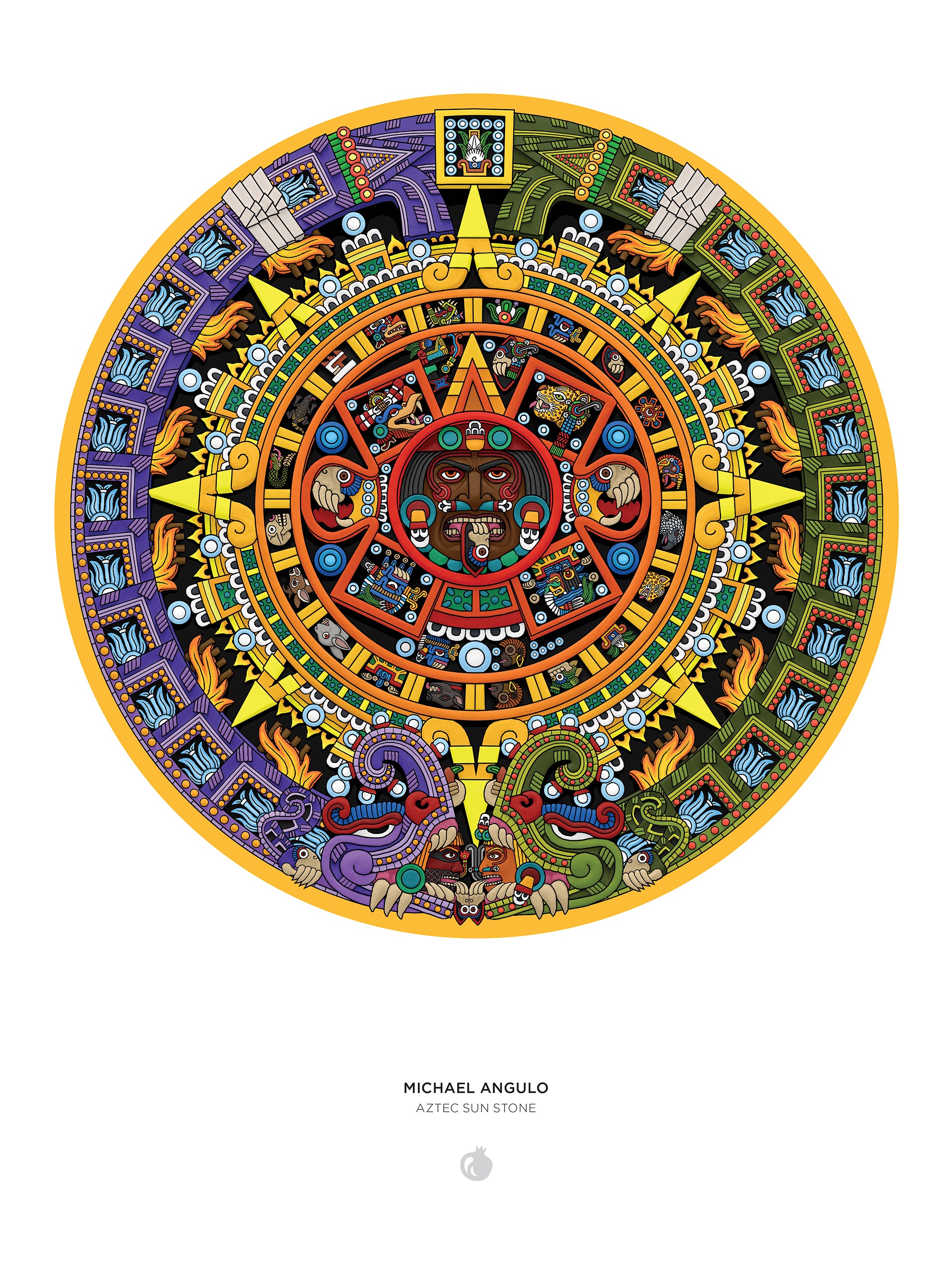 pomegranate-aztec-sun-stone-puzzle-1000-teile-rund image 3