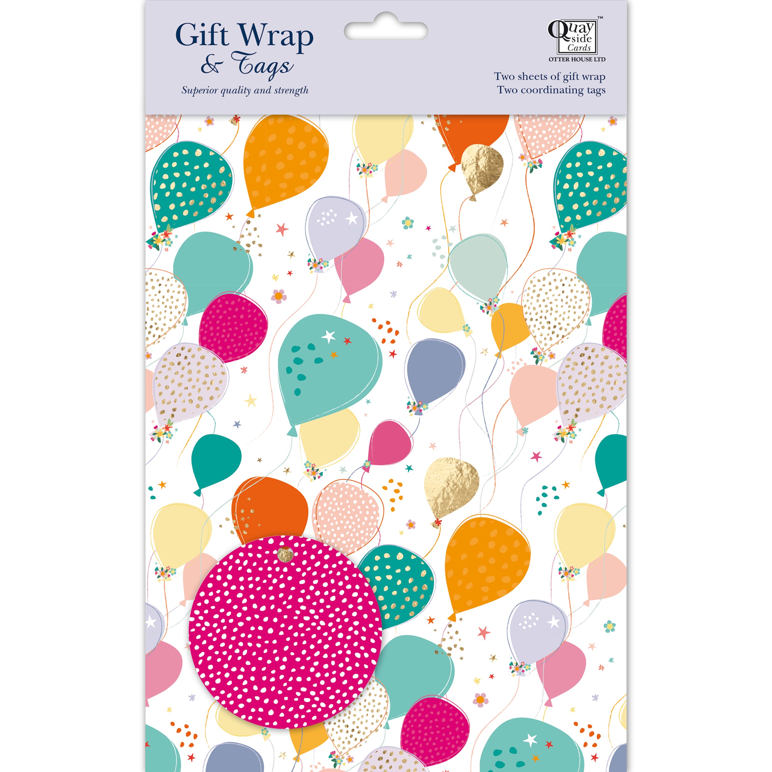 otter-house-gift-packaging-balloons-geschenkpapier-2-bogen-tags image 1