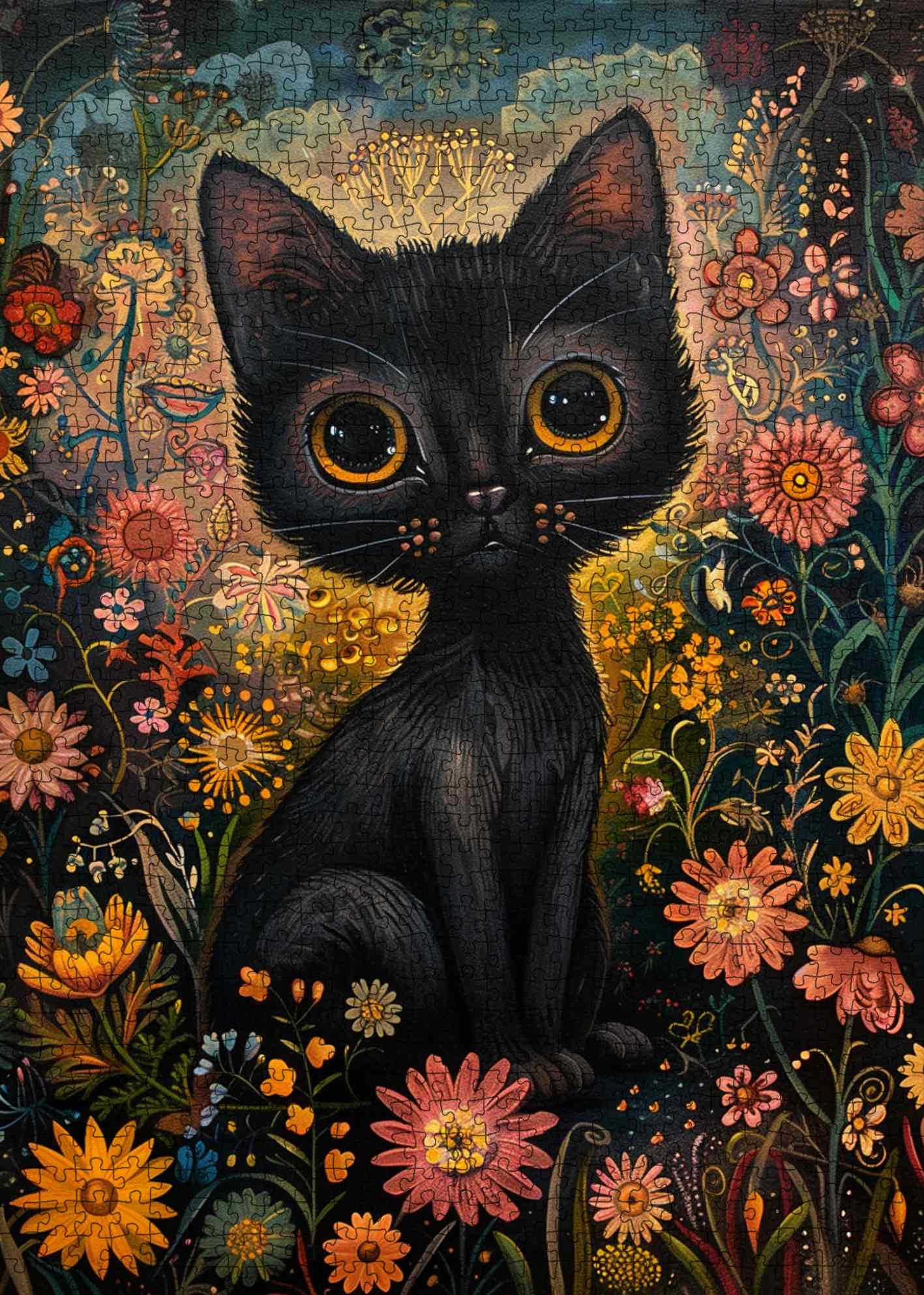 tucocoo-jigsaw-midnight-floral-cat-dream-puzzle-1000-teile-katze image 2