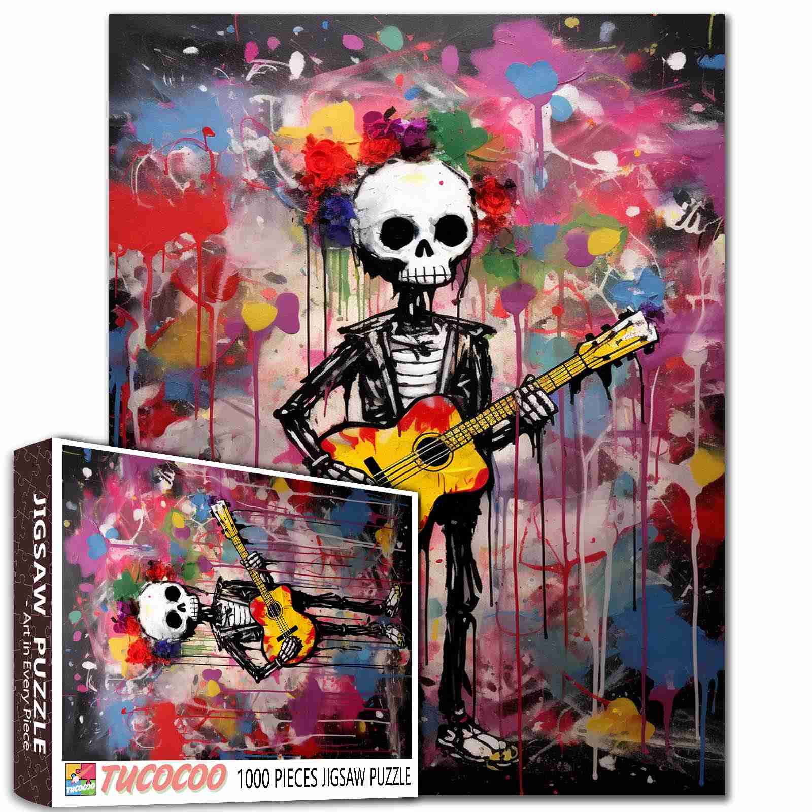 tucocoo-skeleton-guitar-puzzle-1000-teile-graffiti image 1