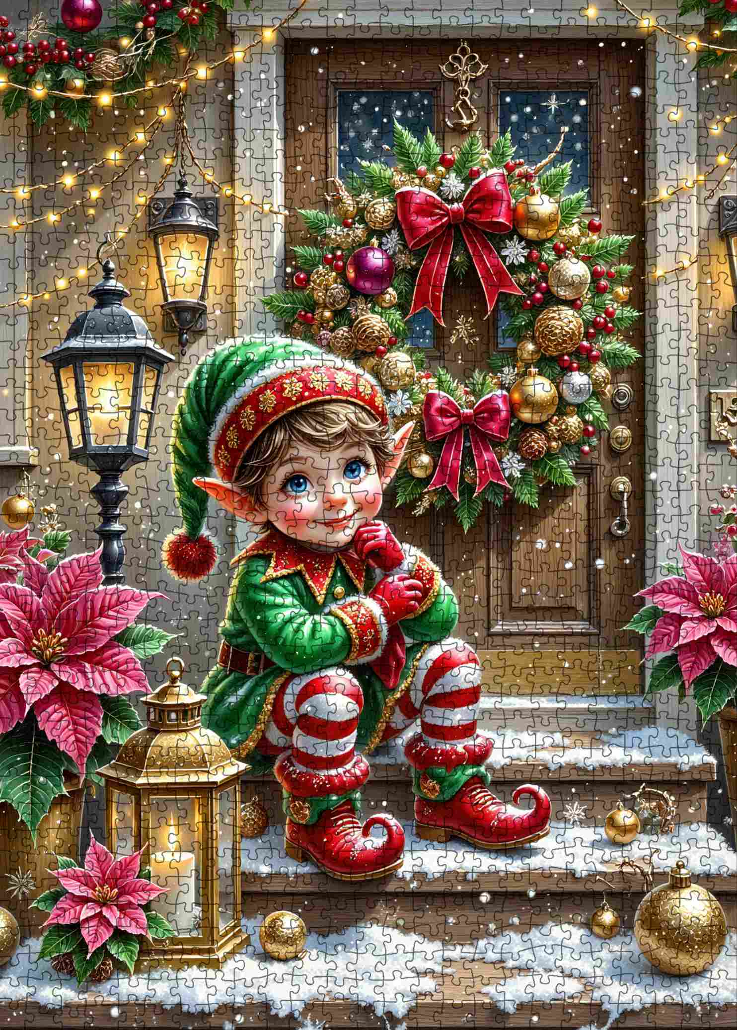 tucocoo-festive-doorstep-elf-puzzle-1000-teile-weihnachten image 2