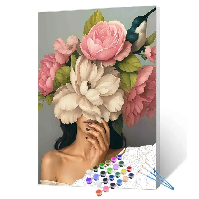 tucocoo-woman-peonies-bird-malen-nach-zahlen-40x50-ohne-rahmen image 1
