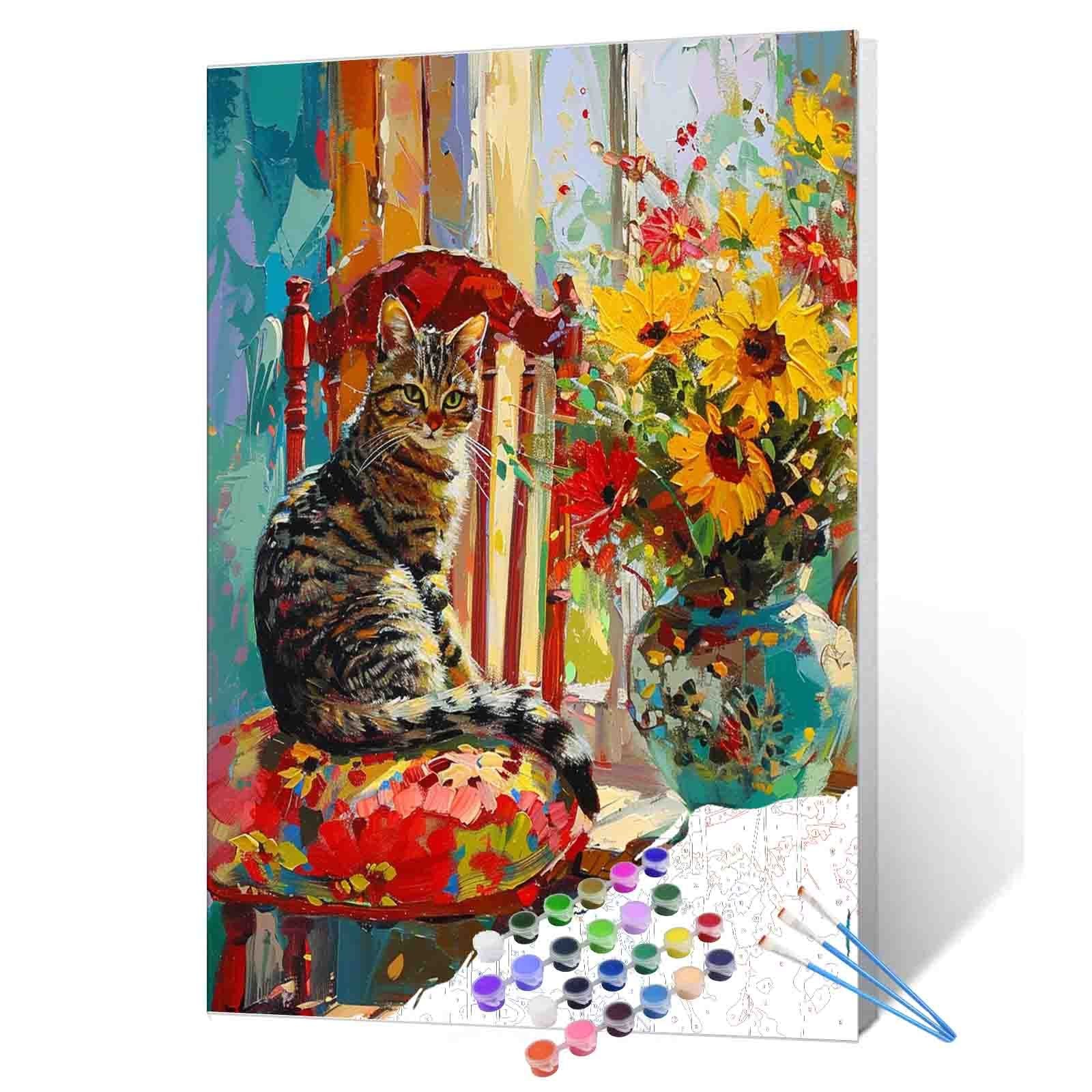 tucocoo-cat-on-red-chair-malen-nach-zahlen-40x50-cm-katze image 1