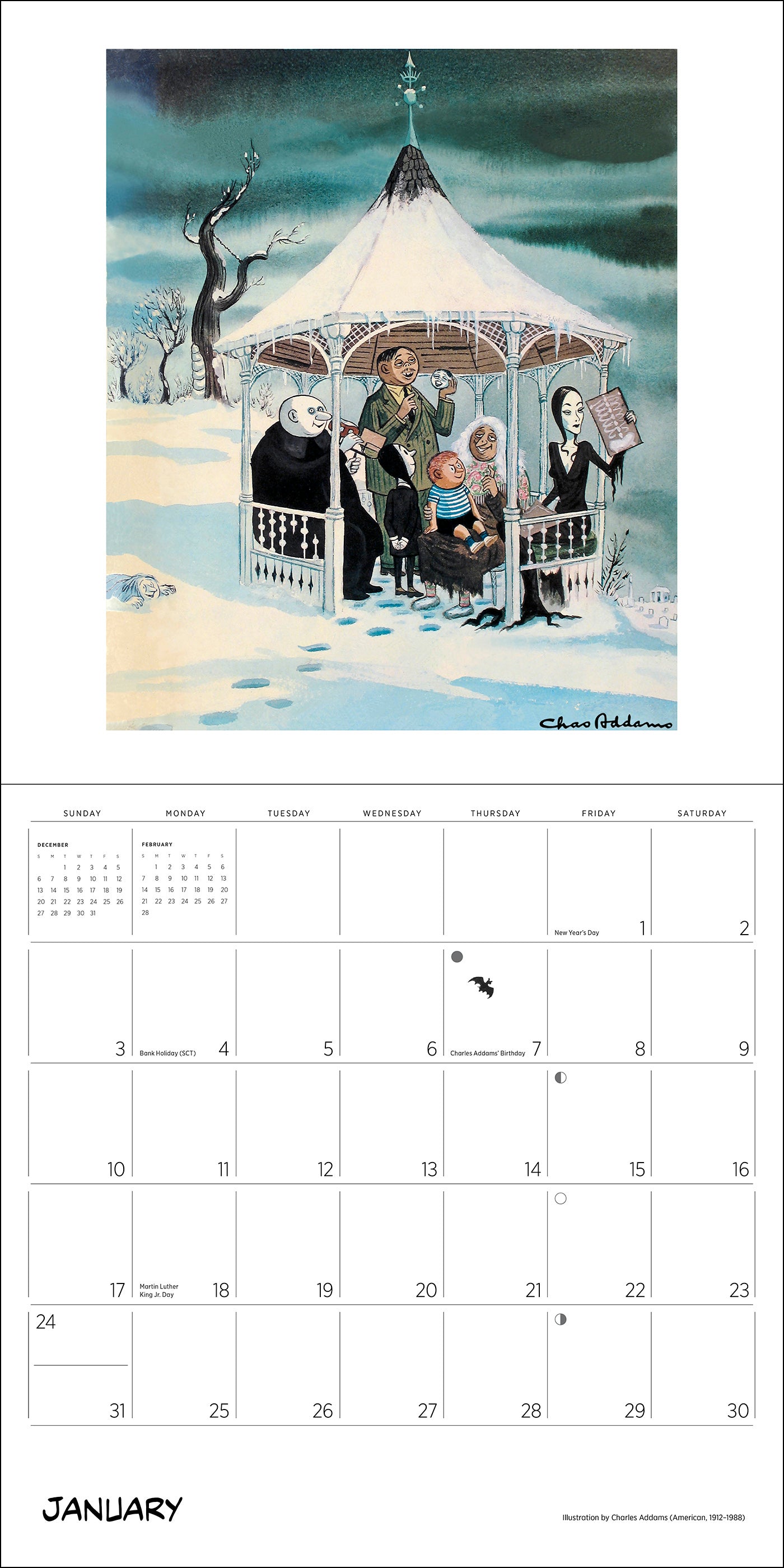 pomegranate-charles-addams-addams-family-wandkalender-2027 image 2