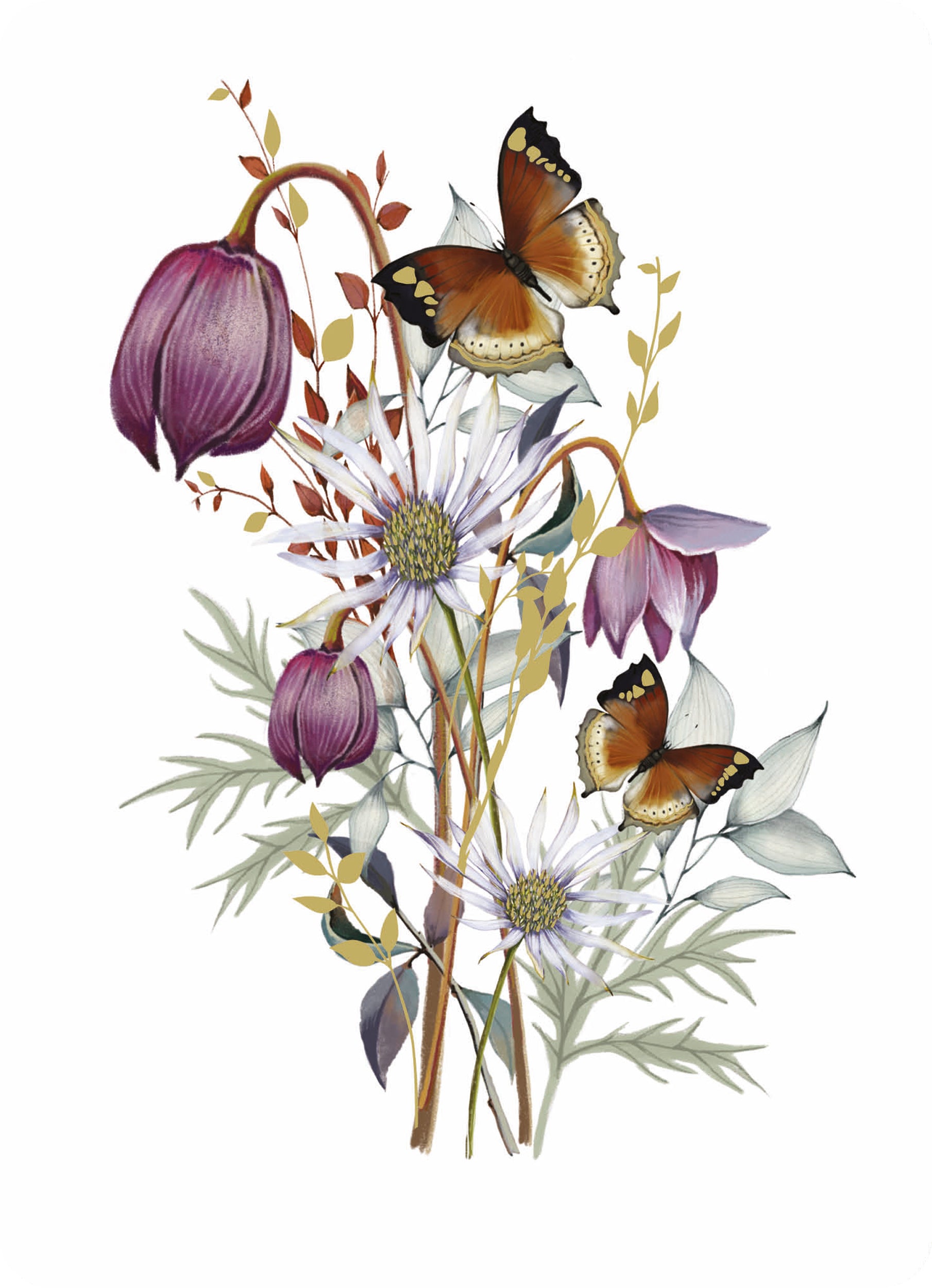 otter-house-botanical-blooms-cerise-flowers-grusskarte-folie image 1