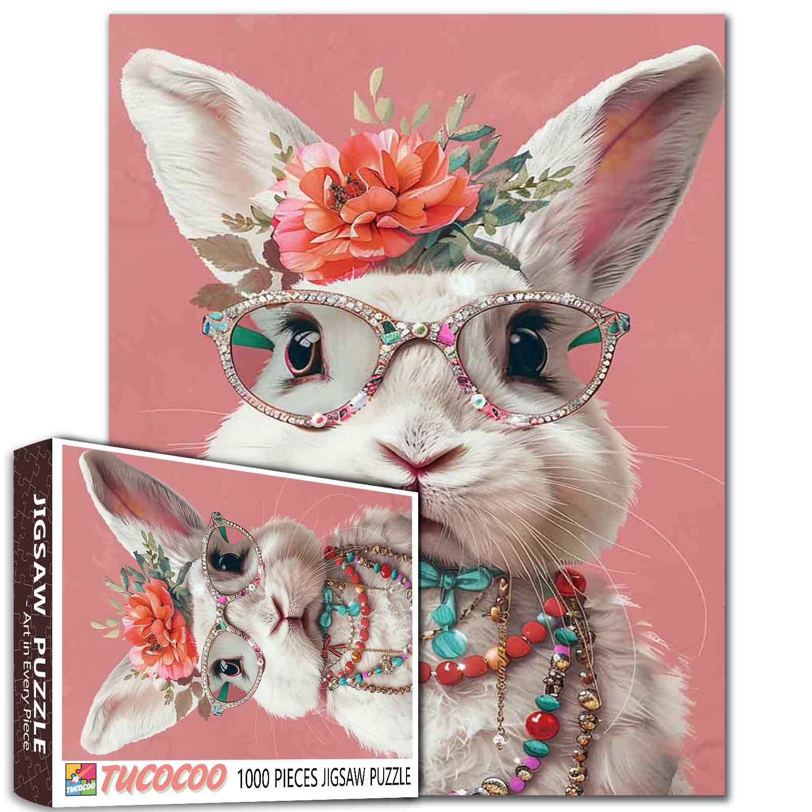 tucocoo-floral-bunny-puzzle-1000-teile-hase image 1