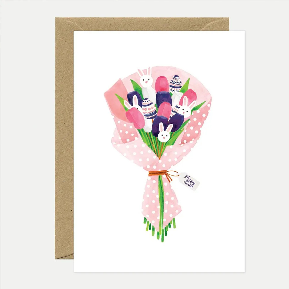 all-the-ways-to-say-easter-bouquet-bunnies-osterkarte-a6 image 1