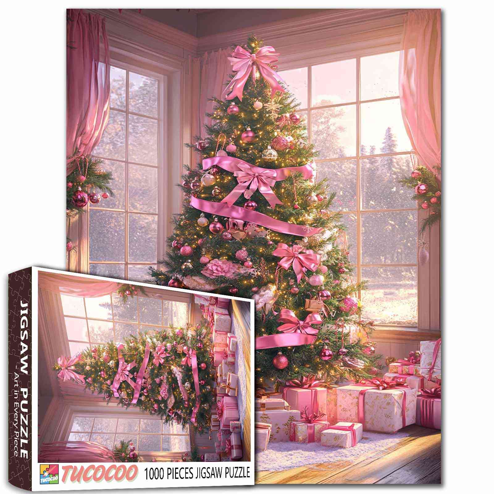 tucocoo-jigsaw-pink-ribbon-christmas-tree-puzzle-1000-teile image 1