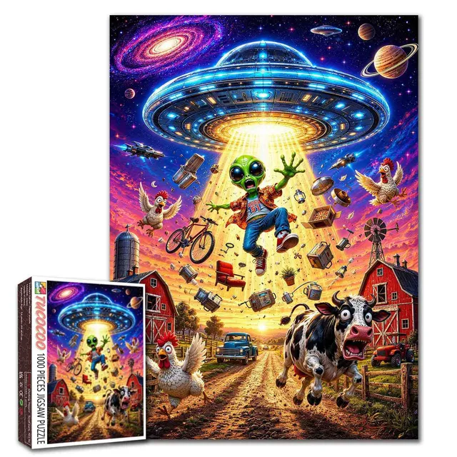 tucocoo-funny-alien-ufo-farm-puzzle-1000-teile-lustig image 1