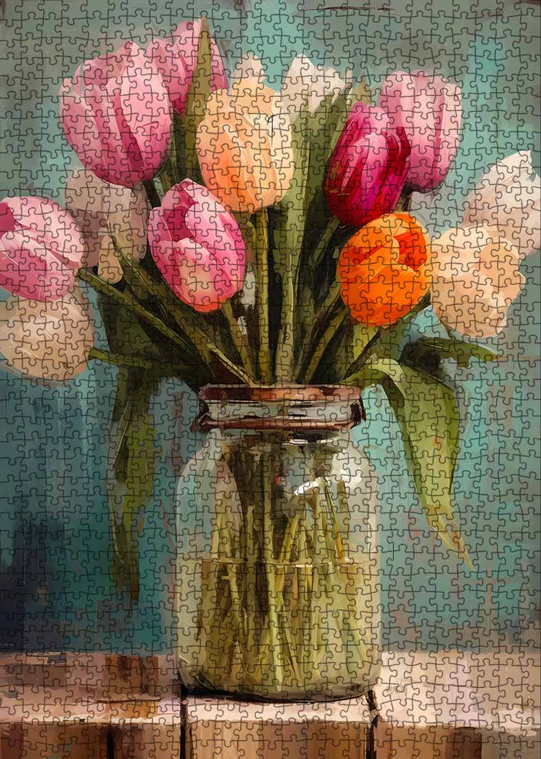 tucocoo-rustic-tulips-art-puzzle-1000-teile-tulpen image 2
