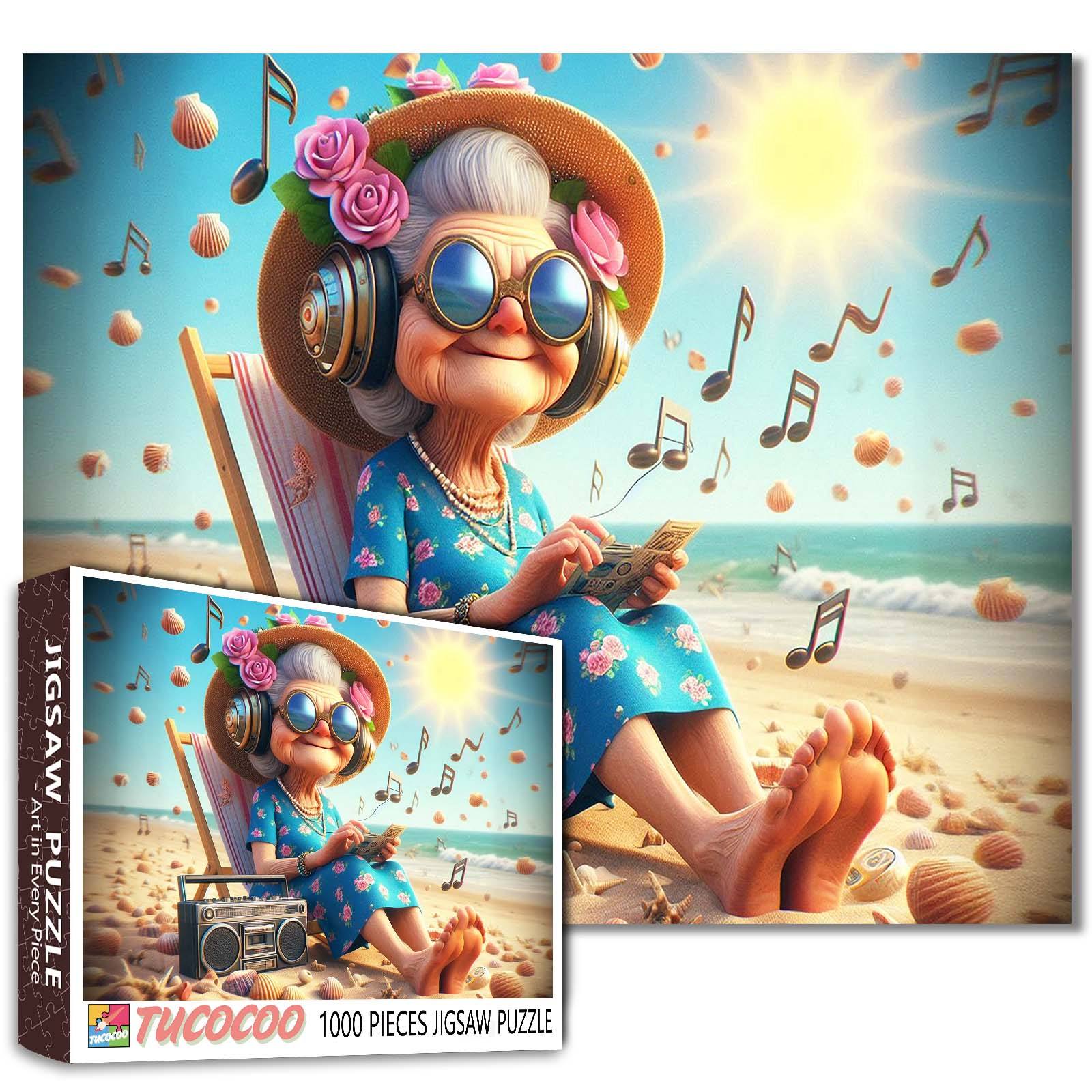 tucocoo-joyful-music-beach-granny-puzzle-1000-teile-strand image 1