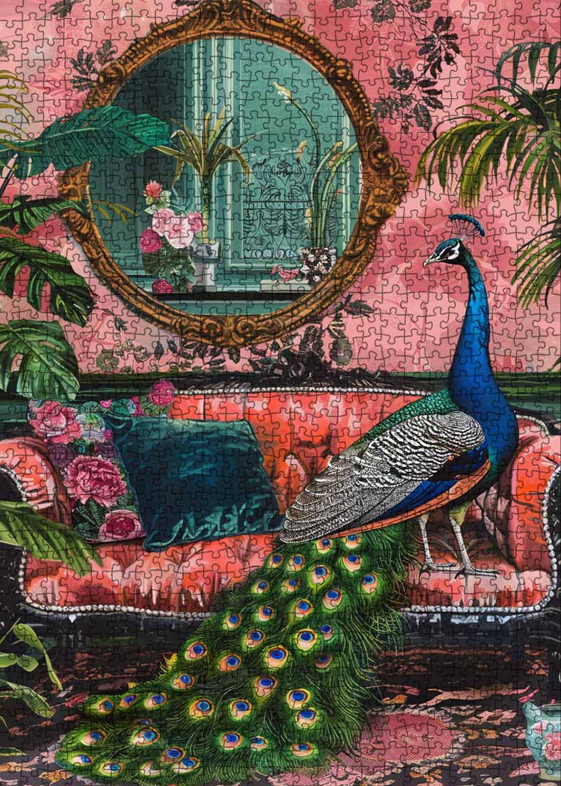 tucocoo-elegant-peacock-puzzle-1000-teile-pfau-sofa image 2