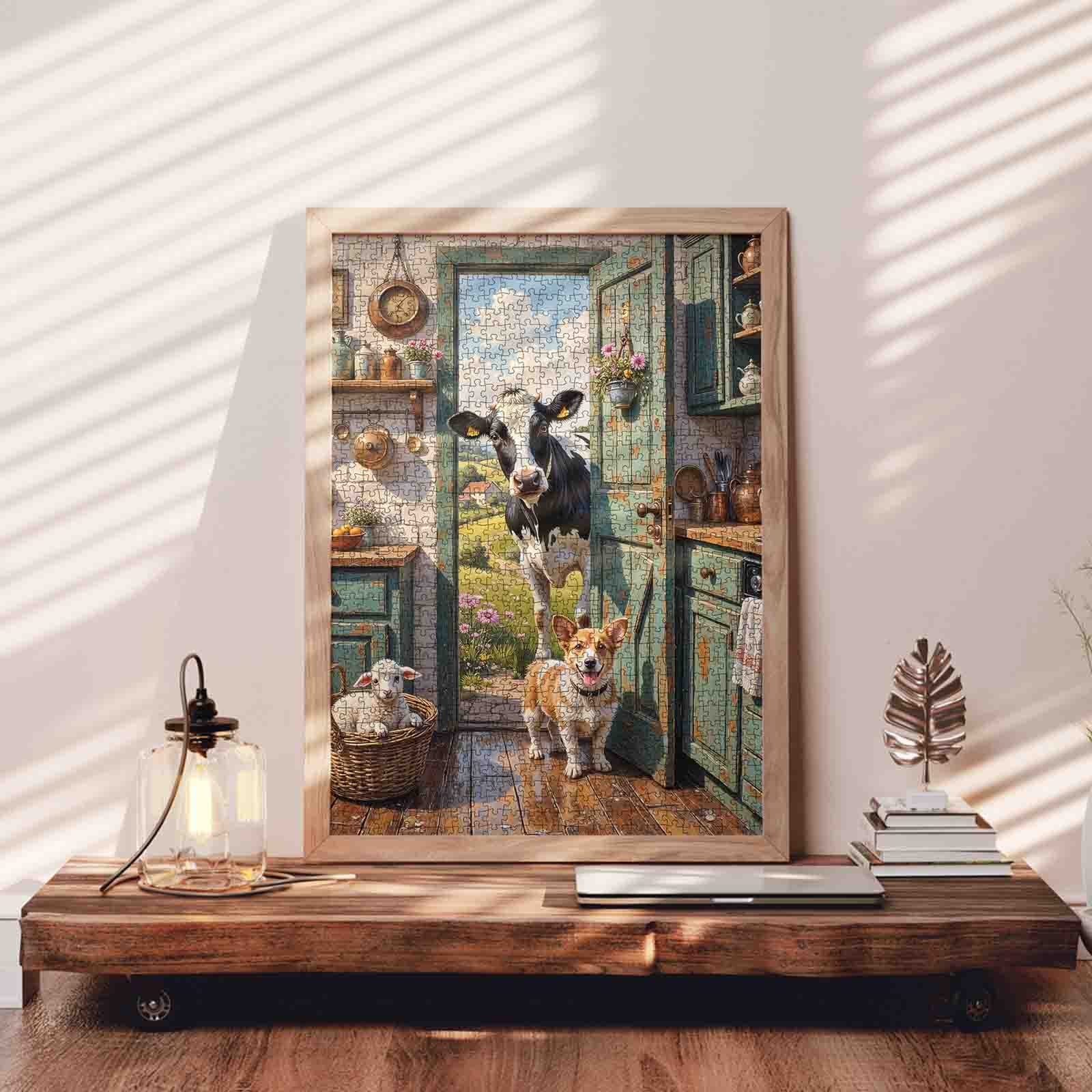 tucocoo-farmhouse-kitchen-cow-corgi-puzzle-1000-teile-kuh image 3