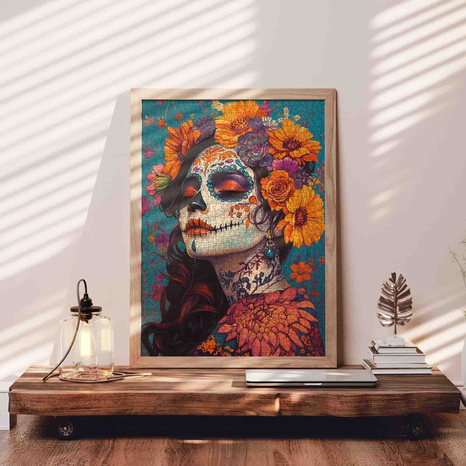 tucocoo-jigsaw-puzzles-floral-sugar-skull-woman-puzzle-1000-teile image 3