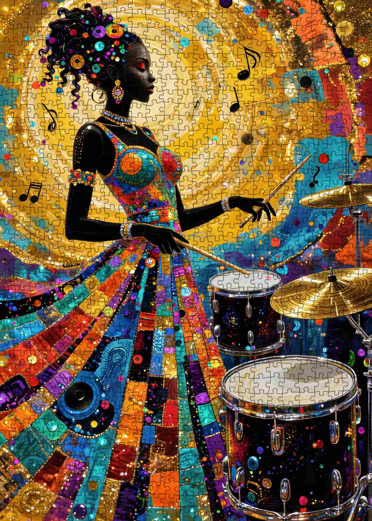 tucocoo-jigsaw-rhythm-of-color-jazz-drummer-puzzle-1000-teile image 2