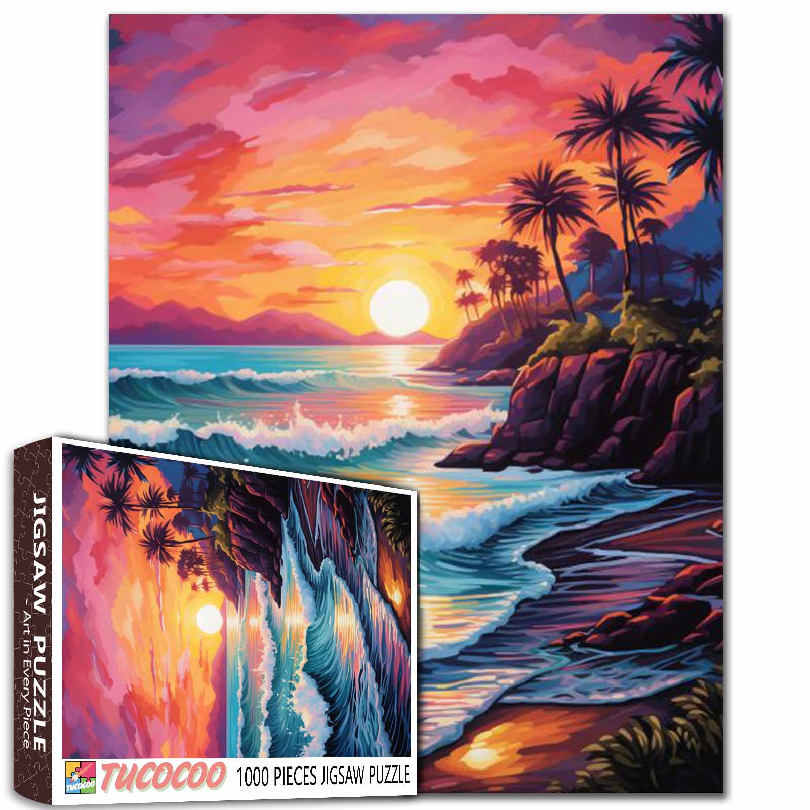 tucocoo-tropical-sunset-shore-puzzle-1000-teile-strand image 1