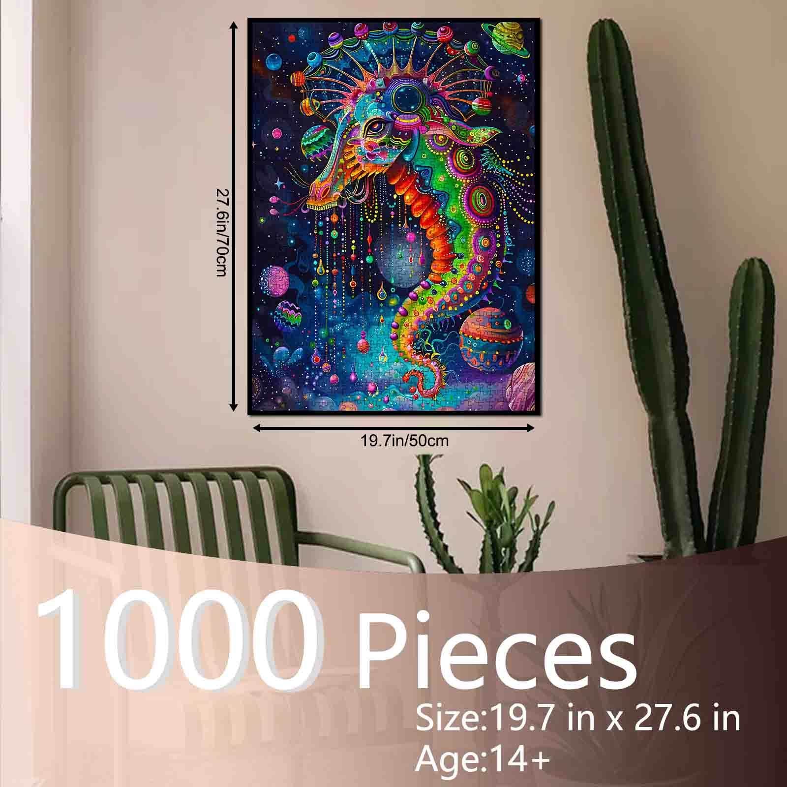 tucocoo-colorful-seahorse-in-space-puzzle-1000-teile-seepferdchen image 5