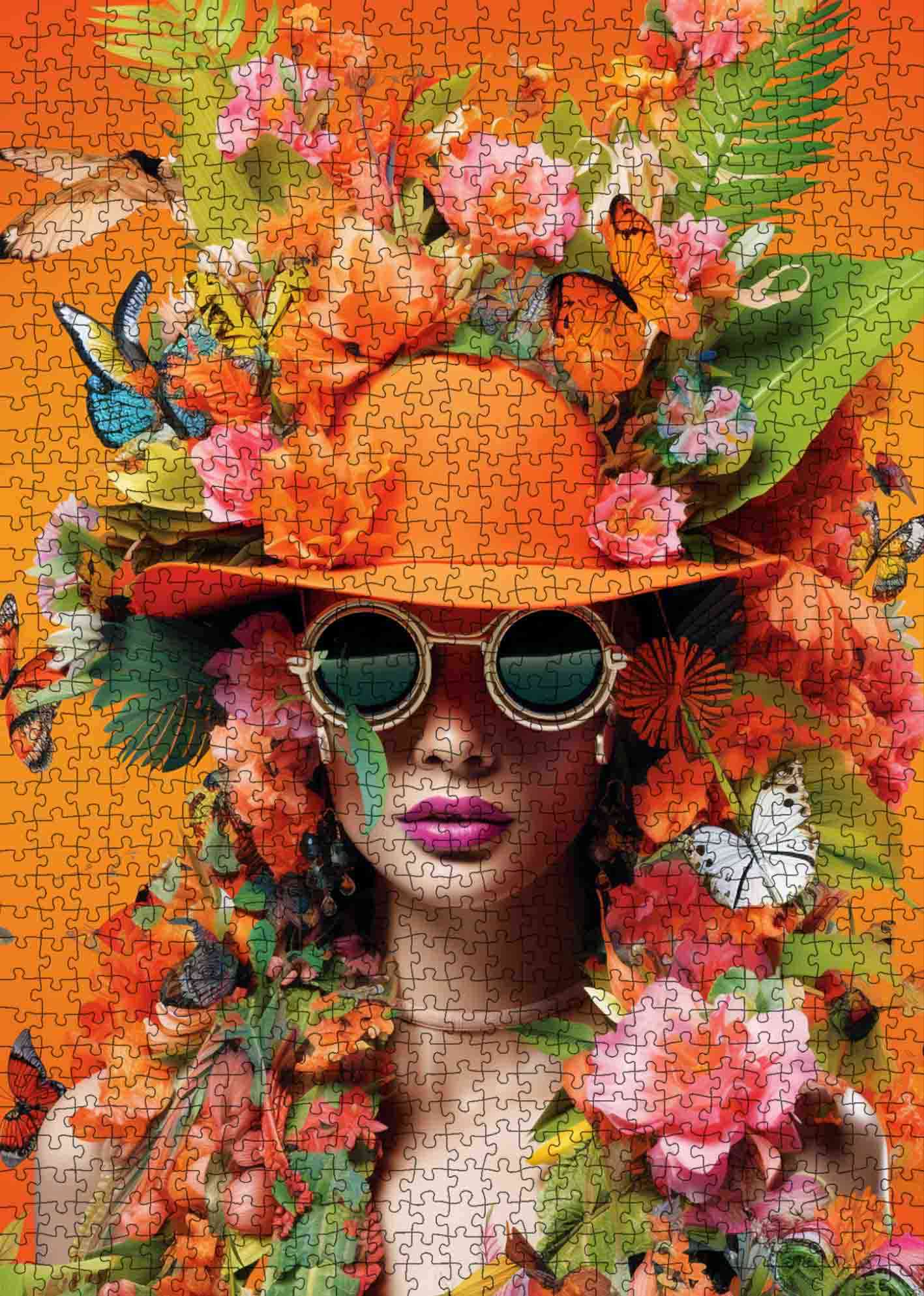tucocoo-orange-woman-flowers-butterfly-puzzle-1000-teile-portrait image 2