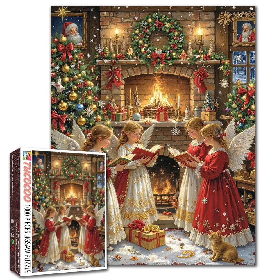 tucocoo-christmas-angels-fireplace-puzzle-1000-teile-engel image 1